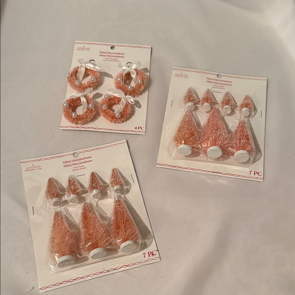 Ashland - Michaels - Pink Miniature Christmas Trees Set - BRAND NEW